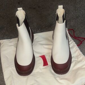 Camper White and Brown Combat Boots